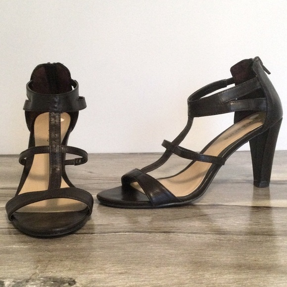 Ann Marino 7.5 Brown Open Heels Straps Zipper Sandals - Picture 2 of 13